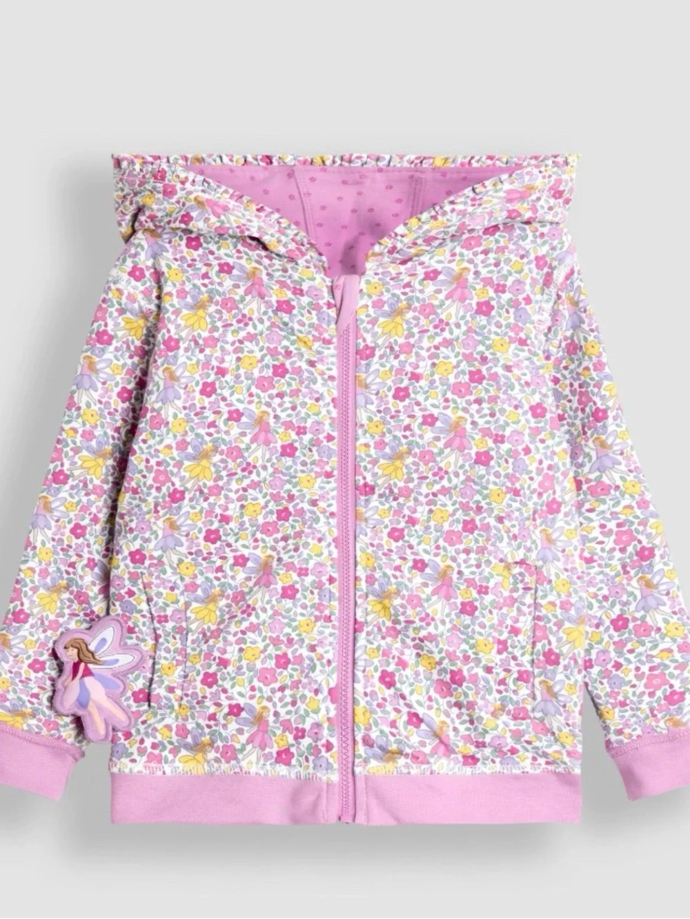 JoJo Maman Bébé Purple Fairy & Toadstool Appliqué Reversible Hoodie